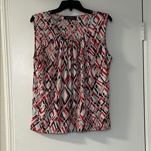 Kasper Women's Abstract Sleeveless Blouse -Rust, Black, white